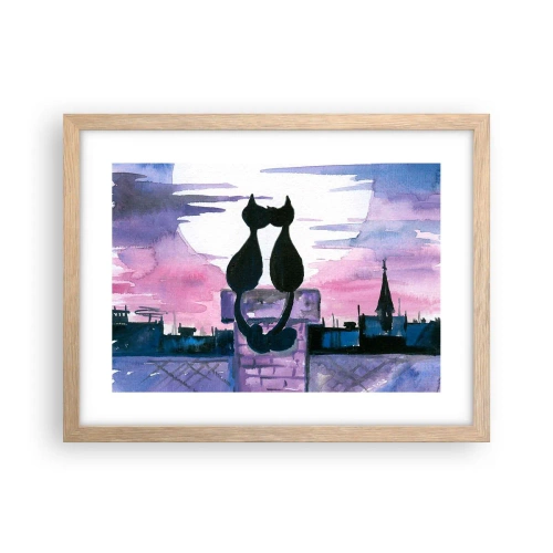 Poster in light oak frame - Rendezvous under the Moon - 40x30 cm
