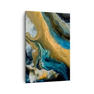 Canvas picture - Blue -Yellow - Mutal Influences - 70x100 cm