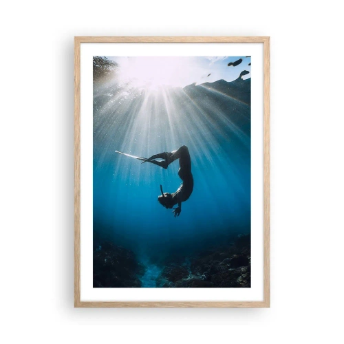 Poster in light oak frame - Underwater dance - 50x70 cm