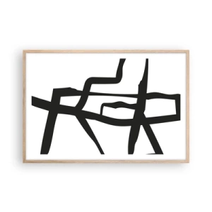 Poster in light oak frame - Black and White Construction - 91x61 cm