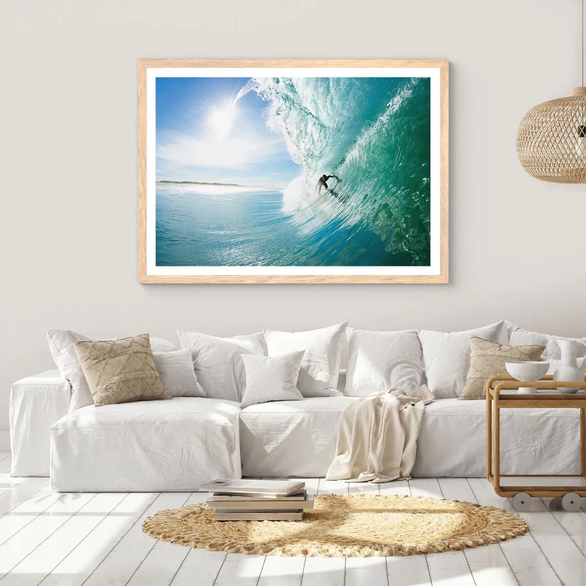Poster in light oak frame - Riding the Wave - 70x50 cm