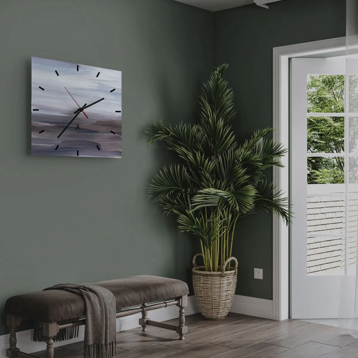 Wall clock - Clock on glass - Elements: Water - 40x40 cm