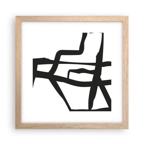 Poster in light oak frame - Black and White Construction - 30x30 cm