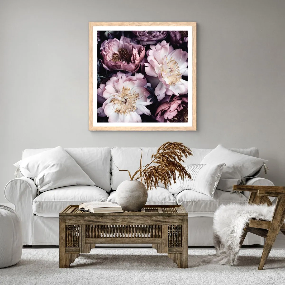 Poster in light oak frame - Old Style Bouquet - 30x30 cm