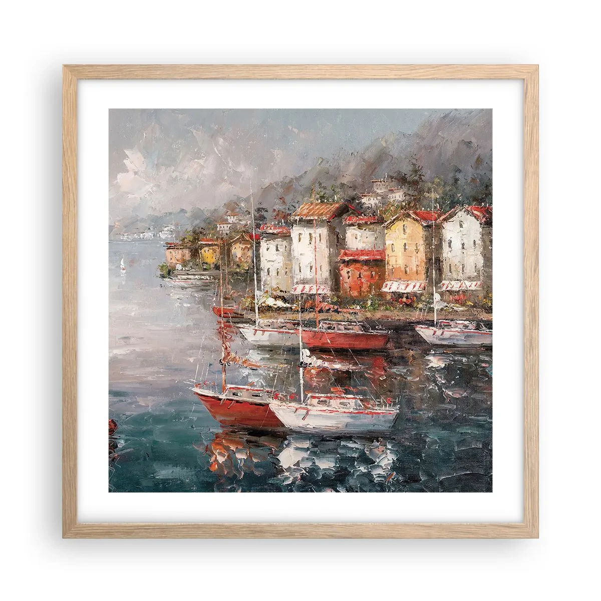 Poster in light oak frame - Romantic Marina - 50x50 cm