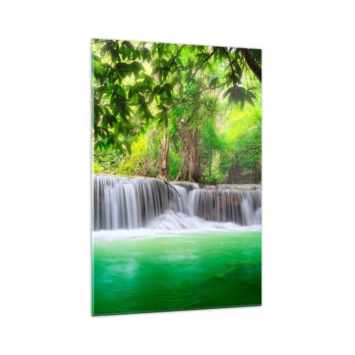 Glass picture - Cascade in Green - 70x100 cm