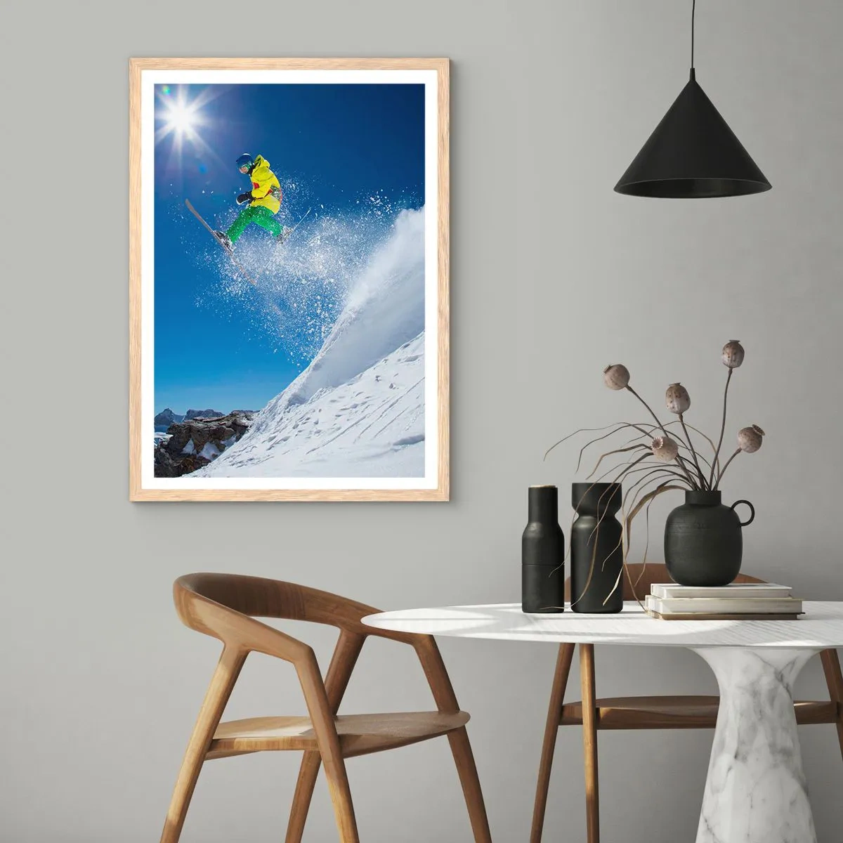Poster in light oak frame - Dancing with the Mountains - 61x91 cm