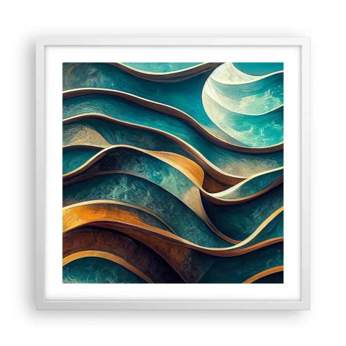 Poster in white frmae - Meanderings of Blue - 50x50 cm