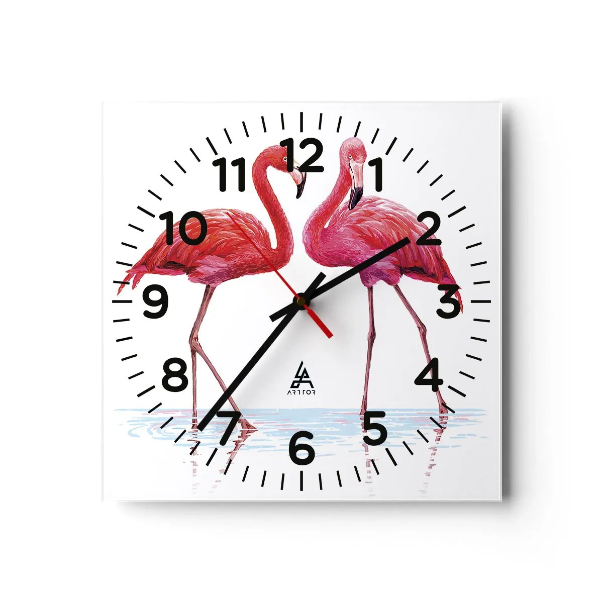 Wall clock - Clock on glass - Pink Rendezvous - 30x30 cm