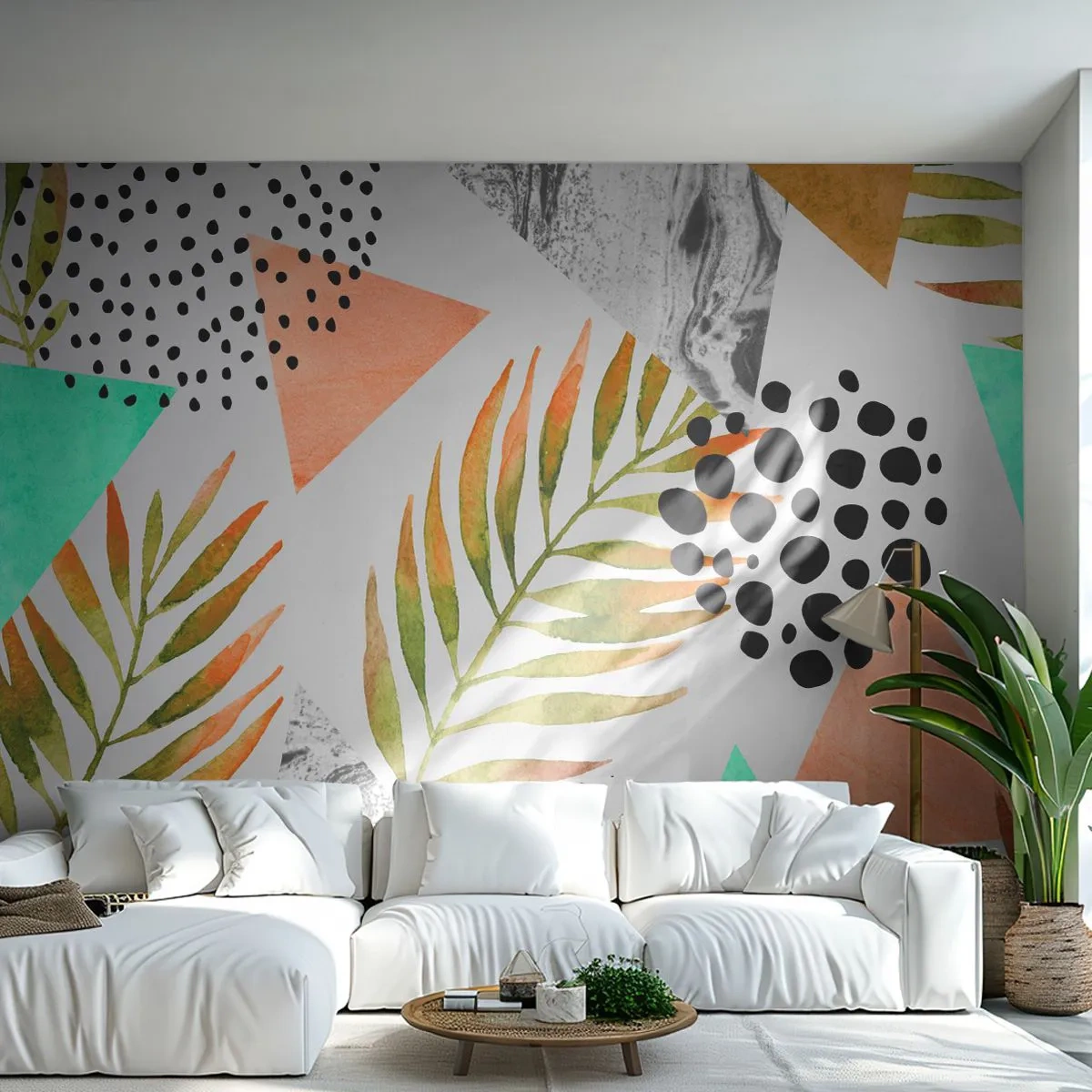 Photo Wallpaper Standard Eco - Decorated with a Palm Leaf - Palm Leaf, Graphics, Piece - 500x350 cm