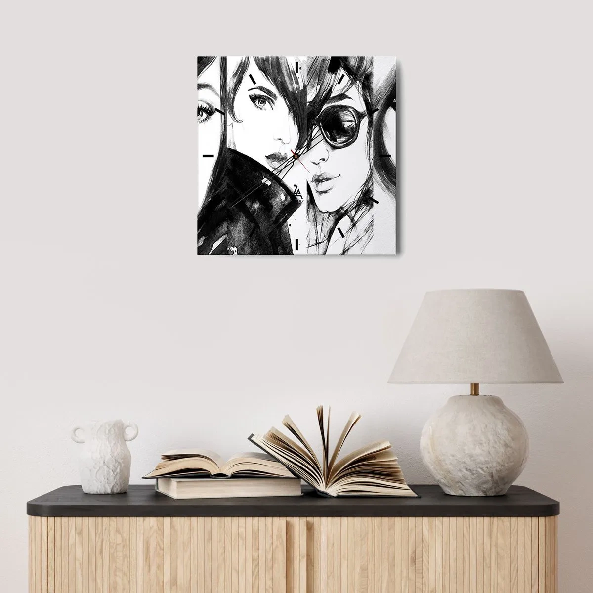 Wall clock - Clock on glass - Beauty Multiplied - 30x30 cm