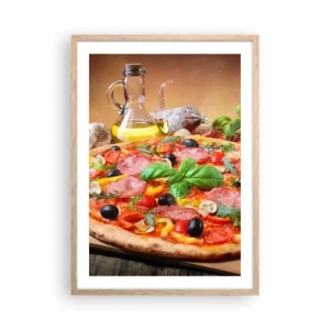 Poster in light oak frame - With a Real Italian Flavouring - 50x70 cm