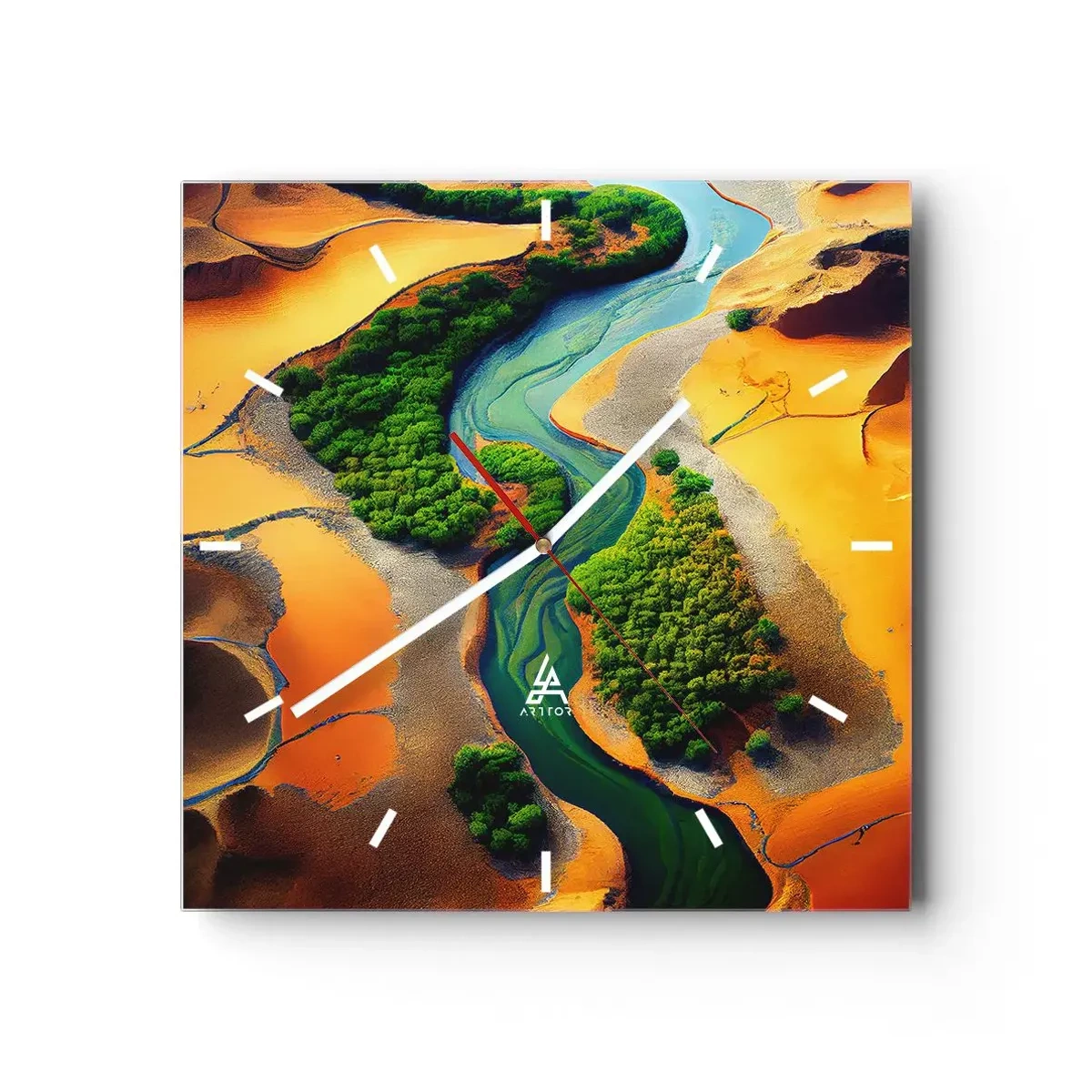 Wall clock - Clock on glass - Life-giving River - 40x40 cm