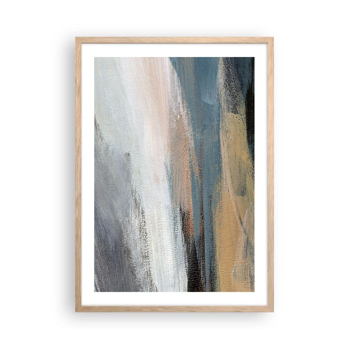 Poster in light oak frame - Abstract: Northern Landscsape - 50x70 cm