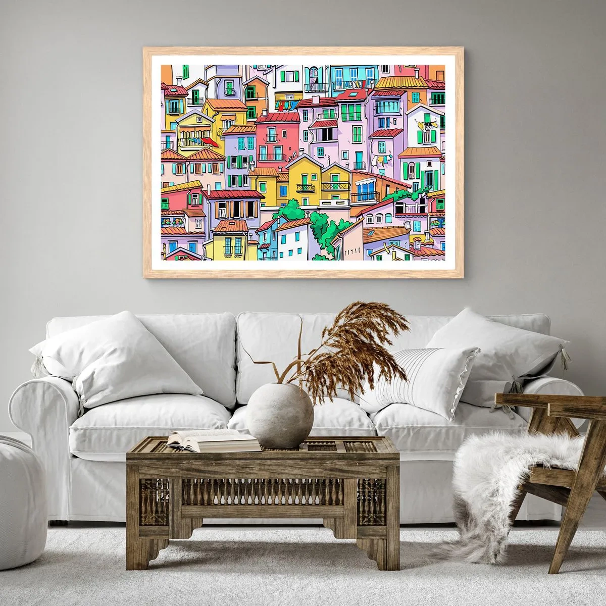 Poster in light oak frame - Merry City - 50x40 cm