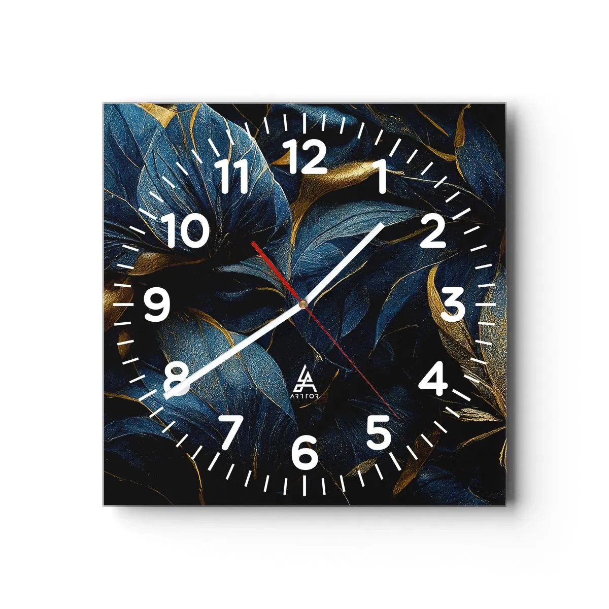 Wall clock - Clock on glass - Lined with Gold - 30x30 cm