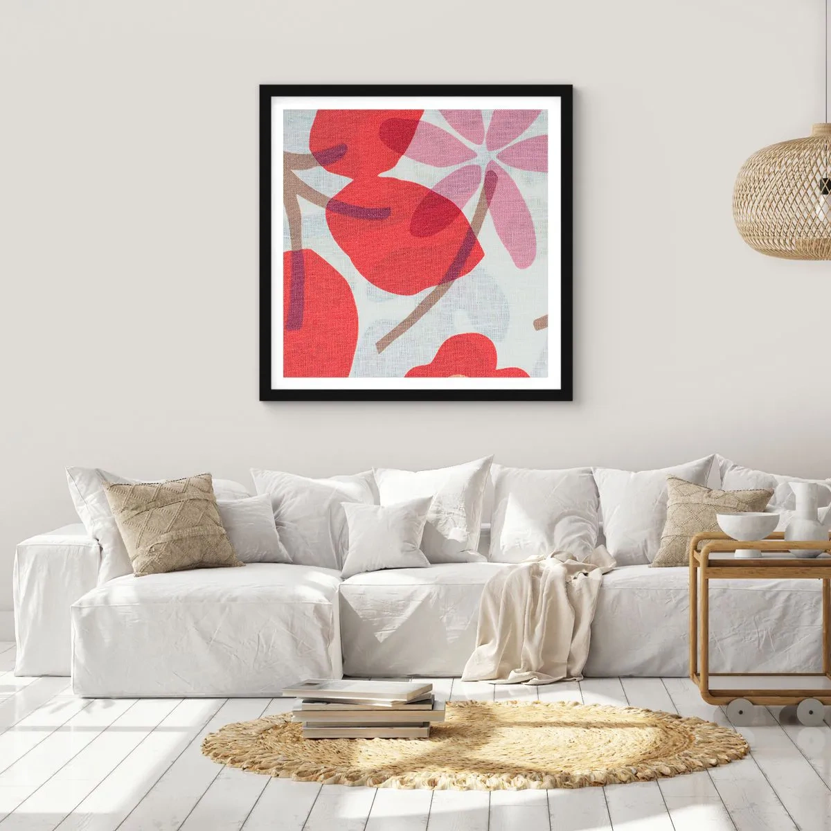 Poster in black frame - Flower Composition in Pink - 40x40 cm