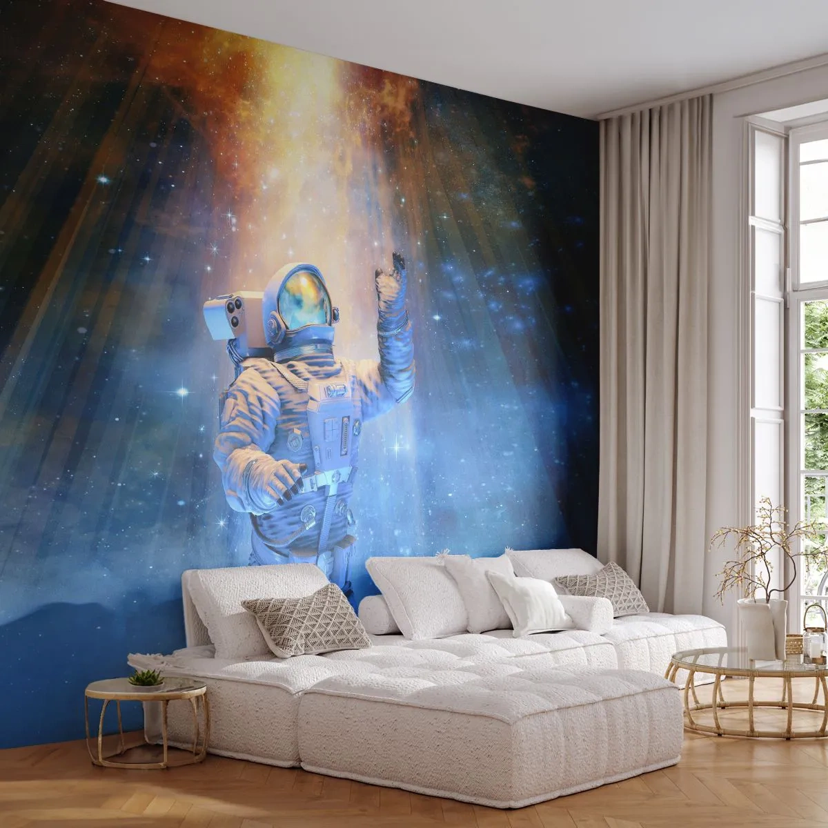 Photo Wallpaper Premium Canvas - Finally at the Destination - Abstraction, Astronaut, Cosmos - 100x70 cm