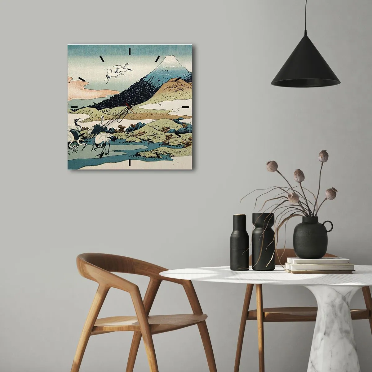 Wall clock - Clock on glass - In a Japanese Spirit - 30x30 cm