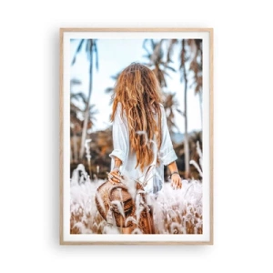 Poster in light oak frame - Born from Grass Fluff - 70x100 cm