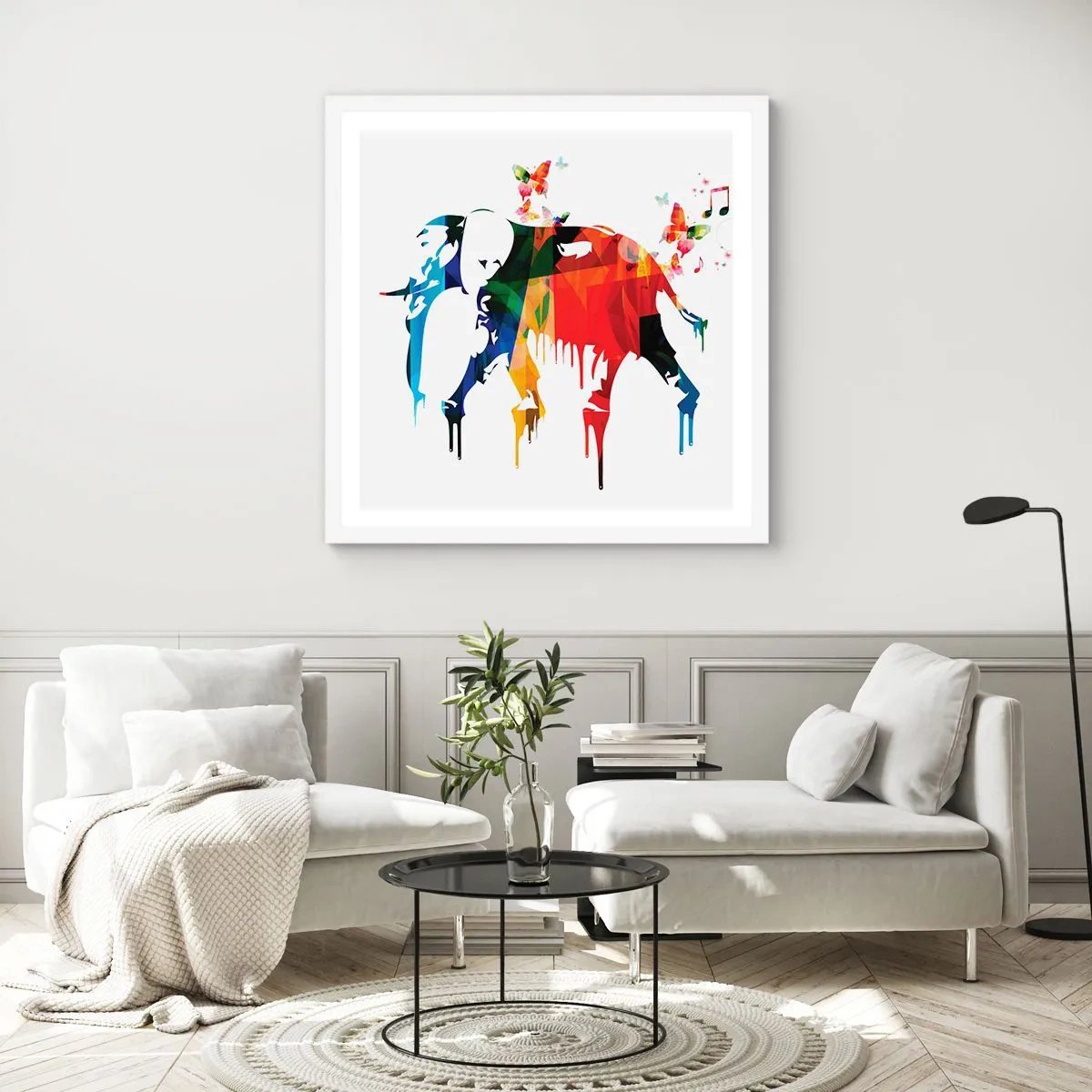 Poster in white frmae - Everyone Can Dance - 60x60 cm