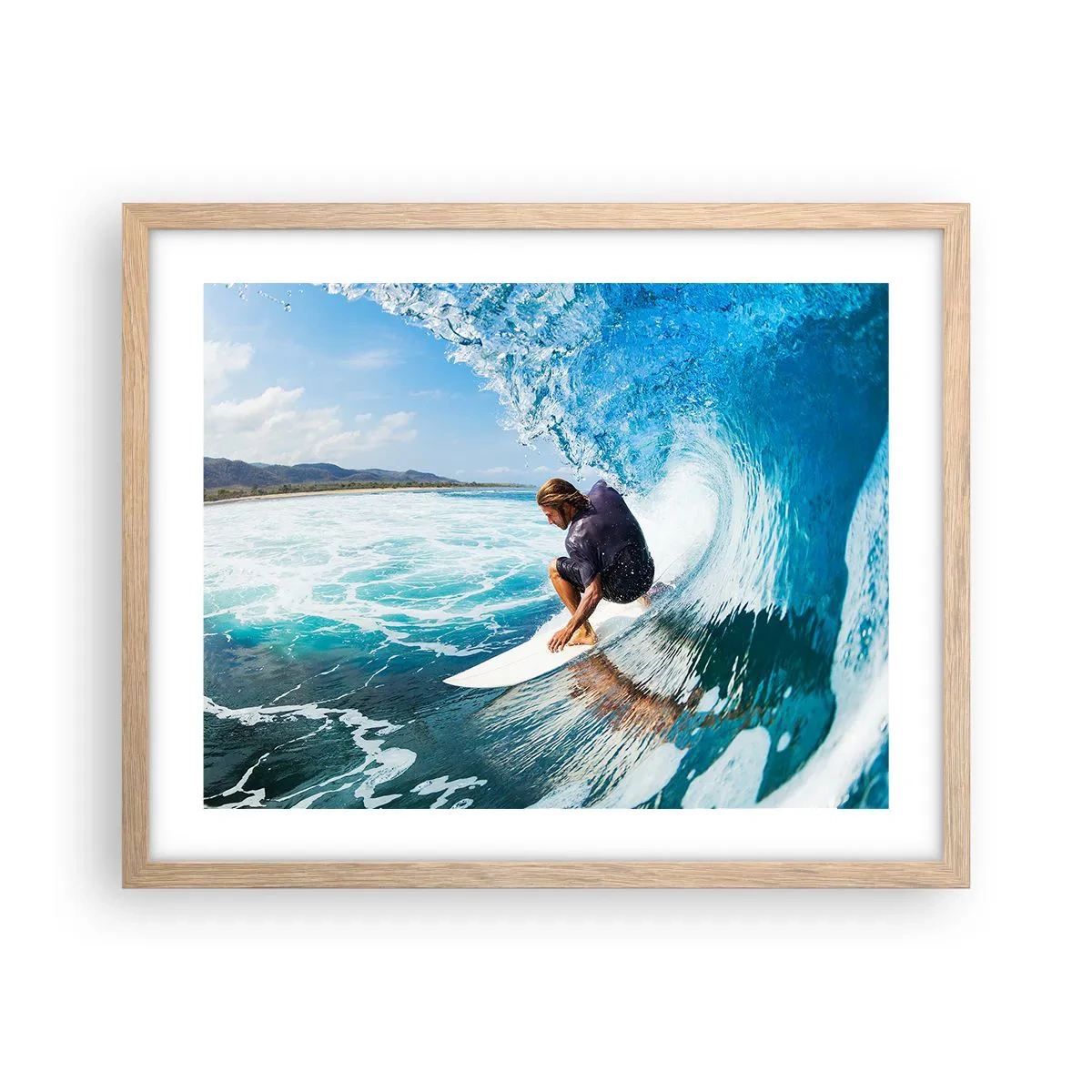 Poster in light oak frame - Dancing with Waves - 50x40 cm