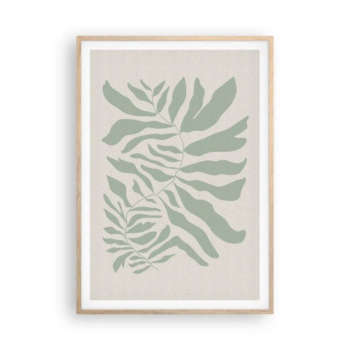 Poster in light oak frame - Emerald Branch - 70x100 cm
