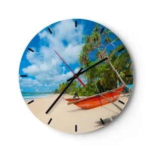 Wall clock - Clock on glass - Charm of the Tropics - 40x40 cm