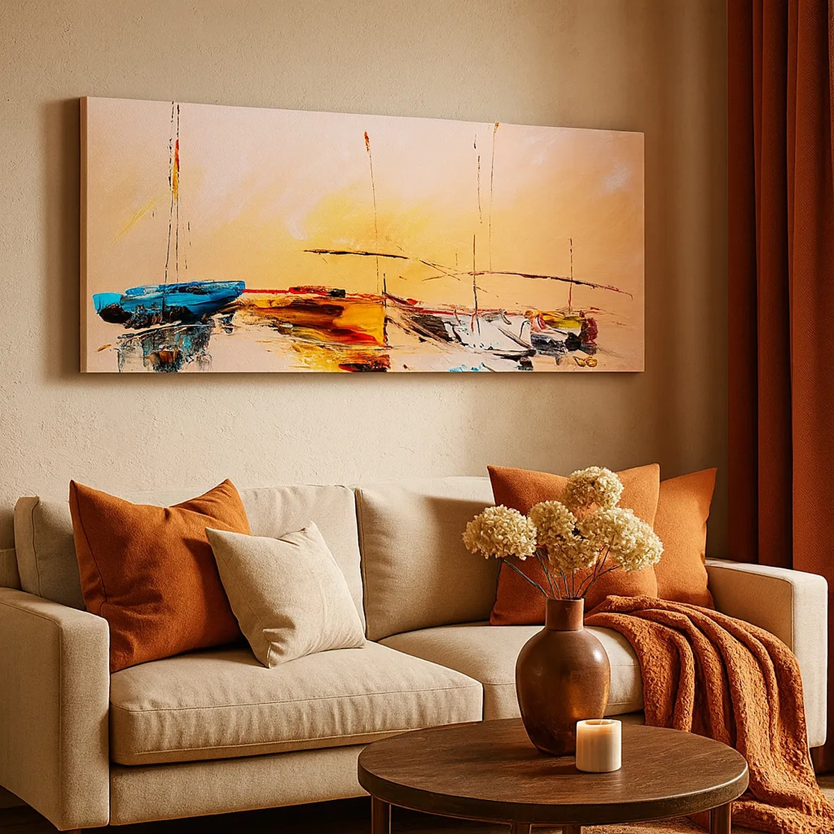 Canvas picture - Evening at the Harbour - 30x30 cm
