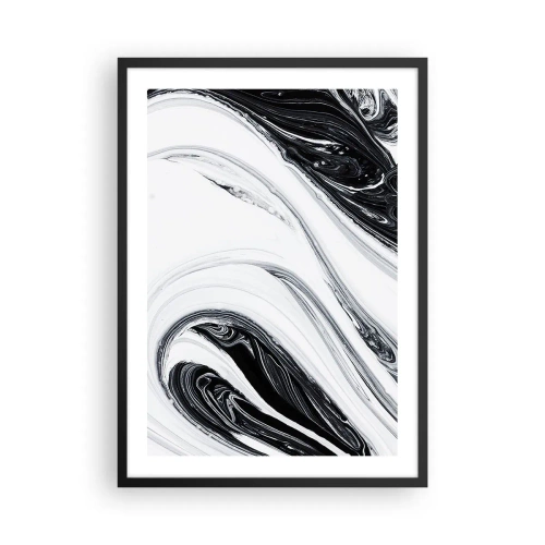 Poster in black frame - Abstract pattern in black and white with flowing lines - 50x70cm - Connection of Opposites - Modern wall decoration for the living room and bedroom ARTTOR