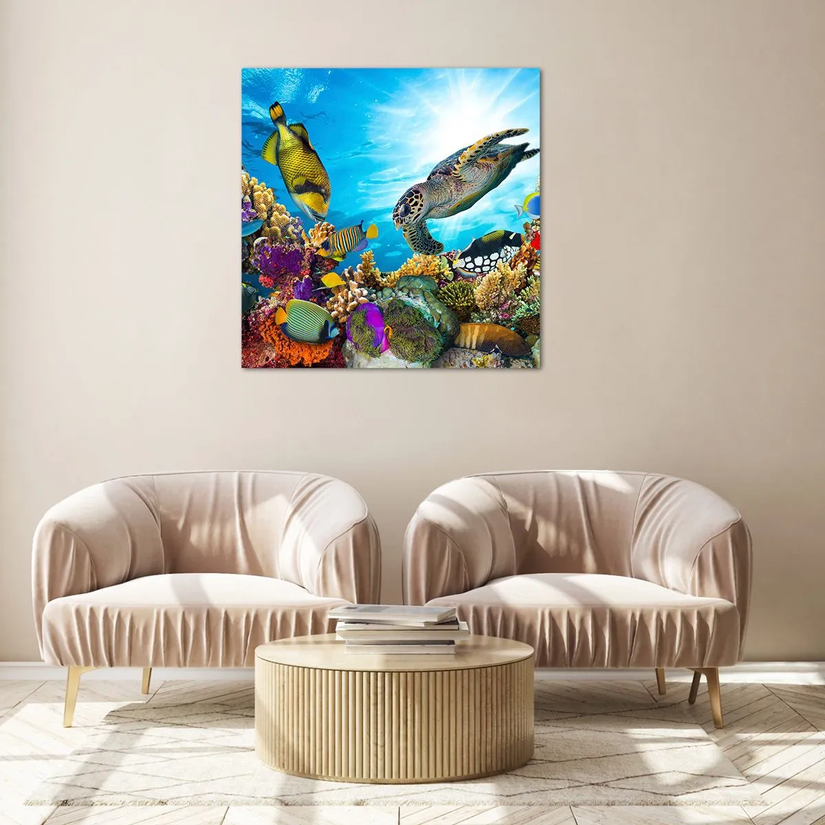 Glass picture - Coral Promenade - 60x60 cm