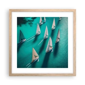 Poster in light oak frame - Competing with the Wind - 40x40 cm