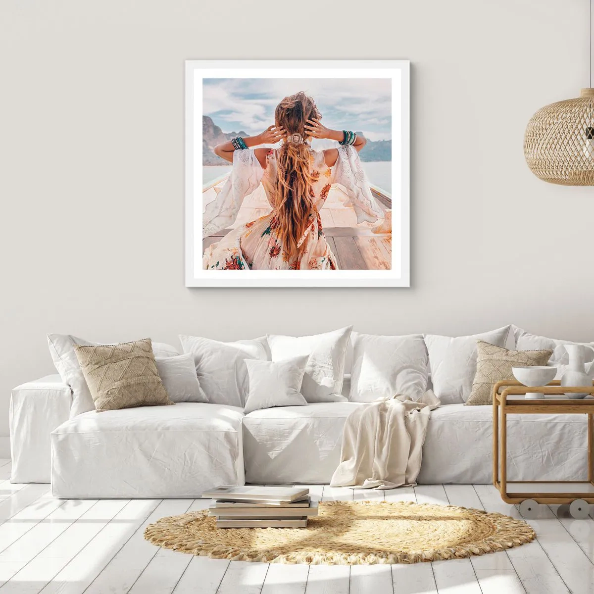 Poster in white frmae - On the Way to Happiness - 40x40 cm