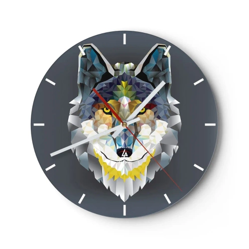Wall clock - Clock on glass - Speaking of the Wolf - 40x40 cm