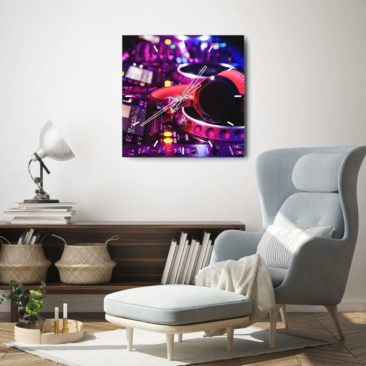 Wall clock - Clock on glass - Before Party Starts - 40x40 cm