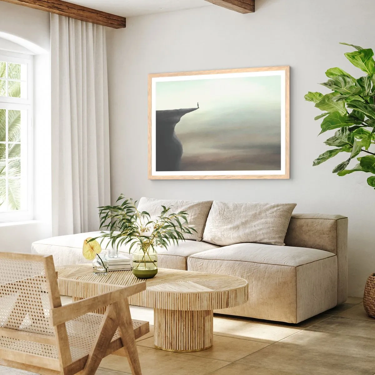 Poster in light oak frame - Upwards, Naturally! - 70x50 cm