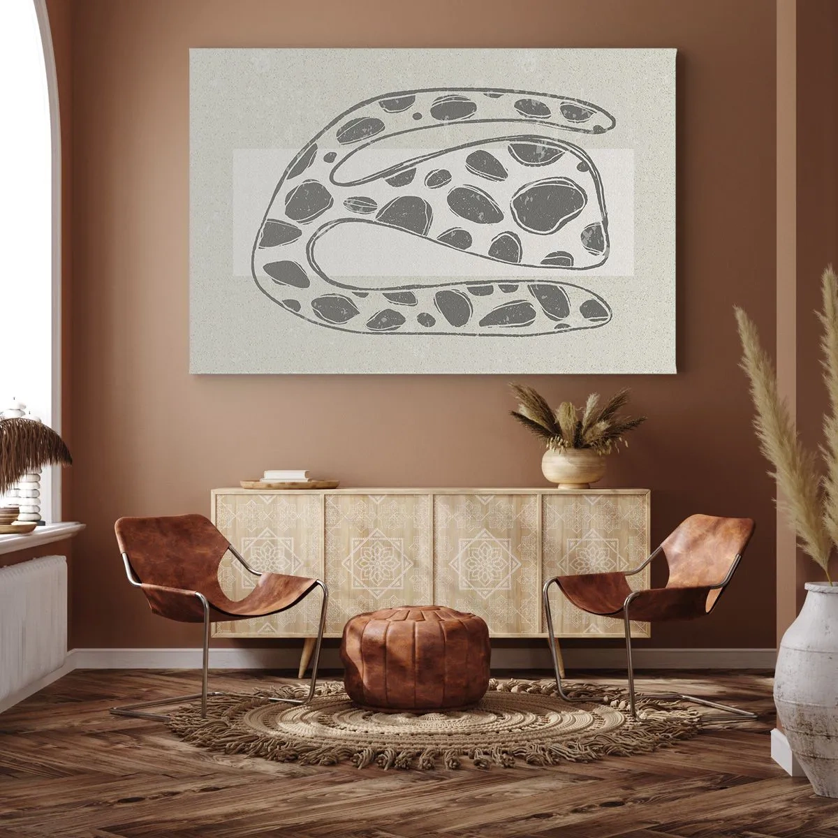 Canvas picture - Abstract organic pattern in shades of gray - 70x50cm - Curious Creature - Modern wall decoration for the living room and bedroom ARTTOR
