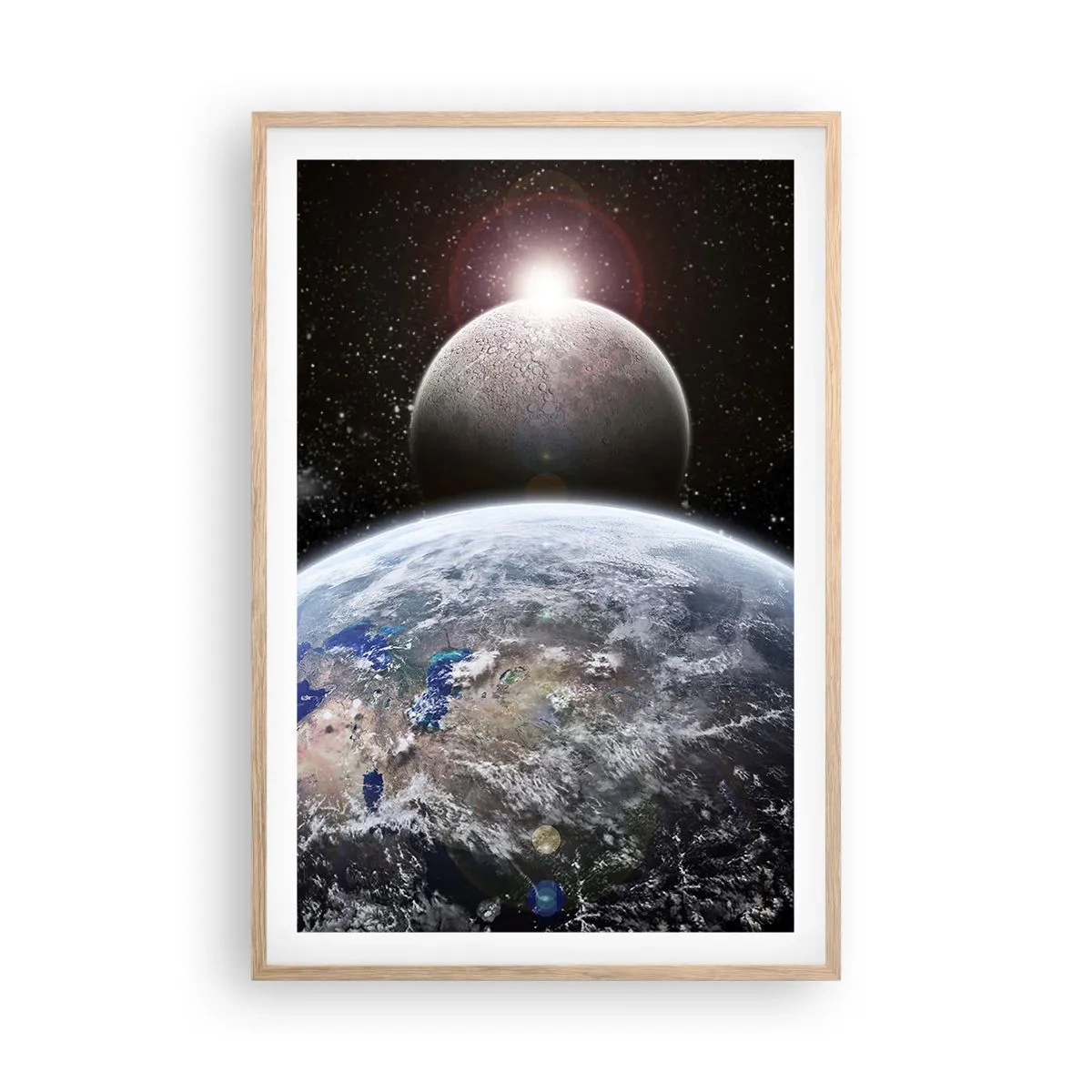 Poster in light oak frame - Space Landscape - Sunrise - 61x91 cm