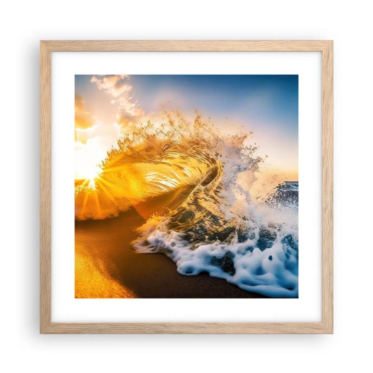Poster in light oak frame - Playing with Sand - 40x40 cm