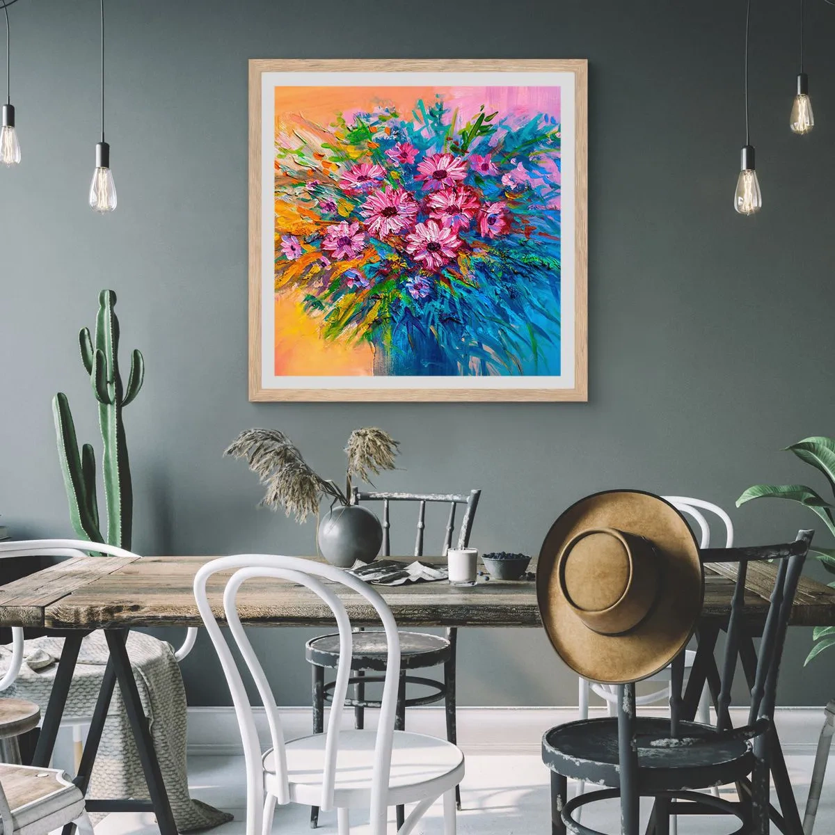 Poster in light oak frame - Energy of Life - 40x40 cm