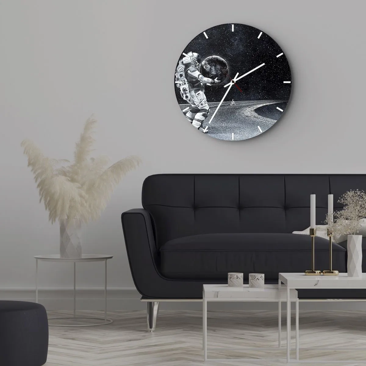 Wall clock - Clock on glass - On the Milky Way - 30x30 cm