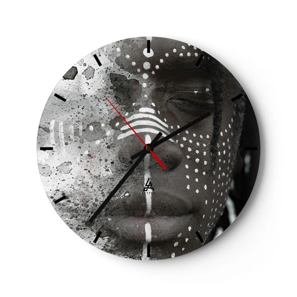 Wall clock - Clock on glass - Dsicover Primordial Spirit - 40x40 cm