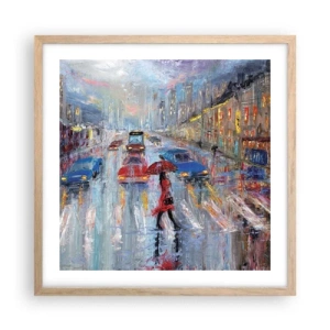 Poster in light oak frame - Rainy Afternoon in a City - 50x50 cm