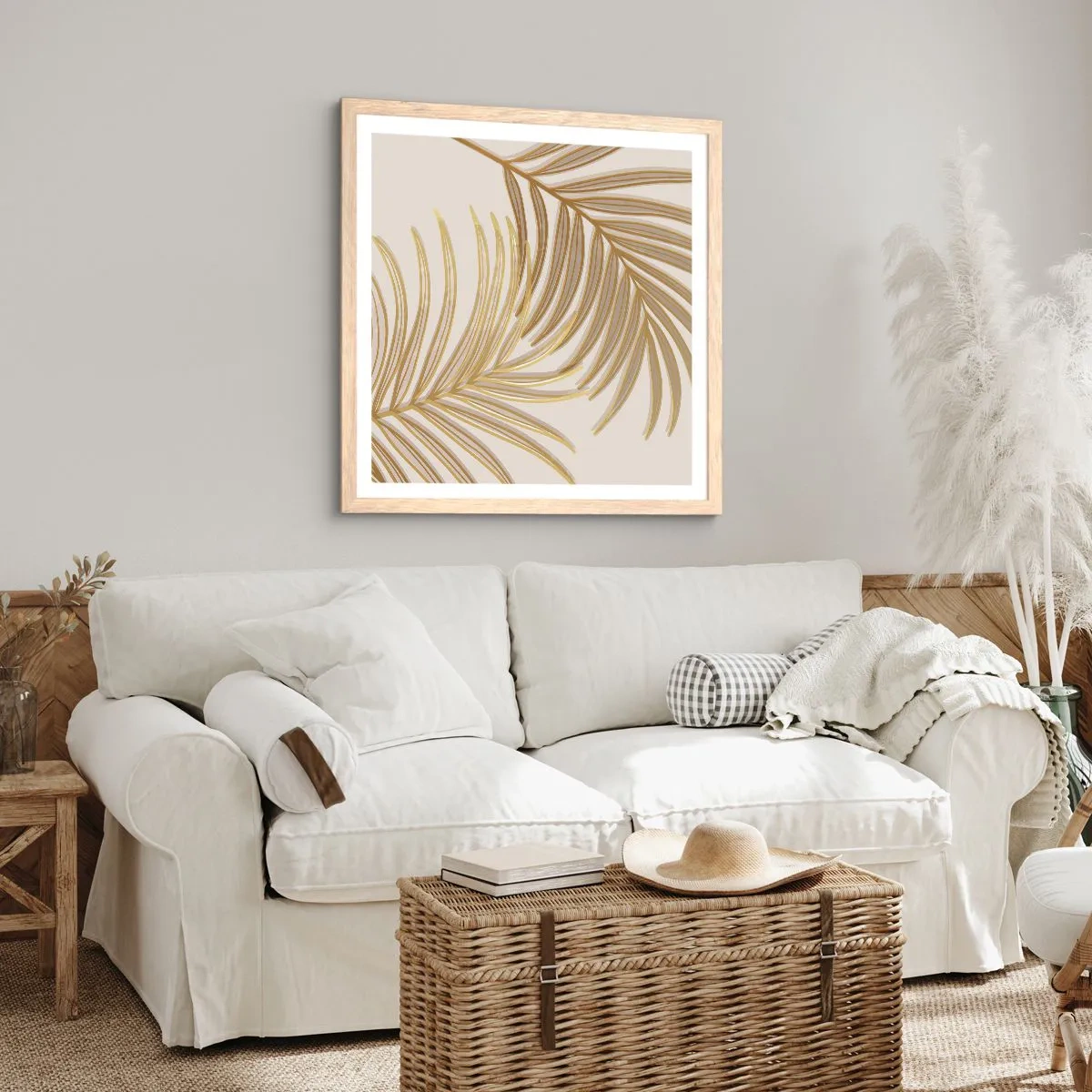 Poster in light oak frame - Golden Palm! - 60x60 cm