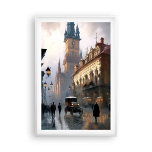 Poster in white frmae - Charm of Evening in Prague - 61x91 cm