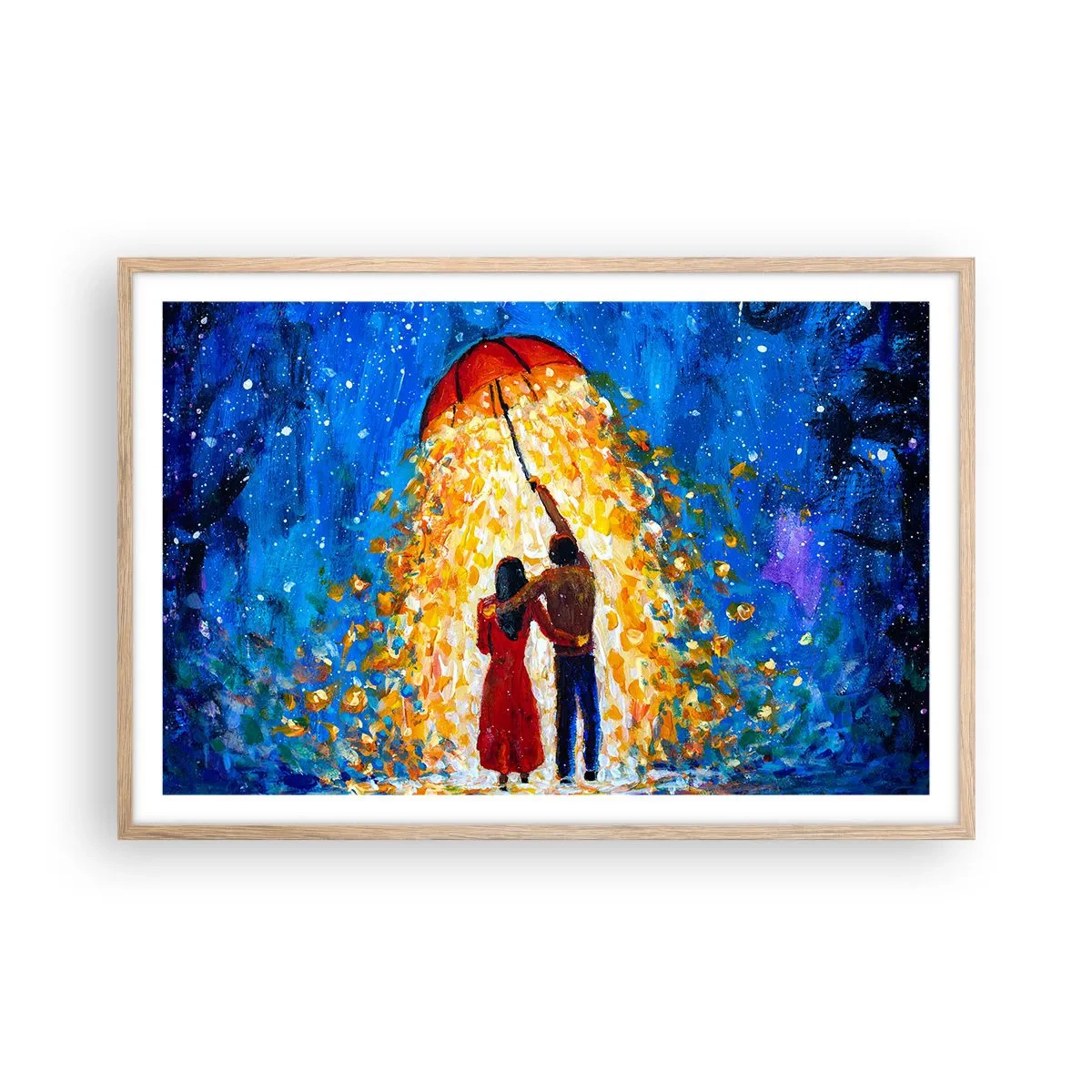 Poster in light oak frame - Magic of a Rainy Evening? - 91x61 cm