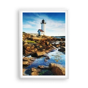 Poster in white frmae - Be Home Safe, I Am Waiting - 70x100 cm