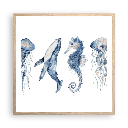 Poster in light oak frame - Sea Quirks - 60x60 cm
