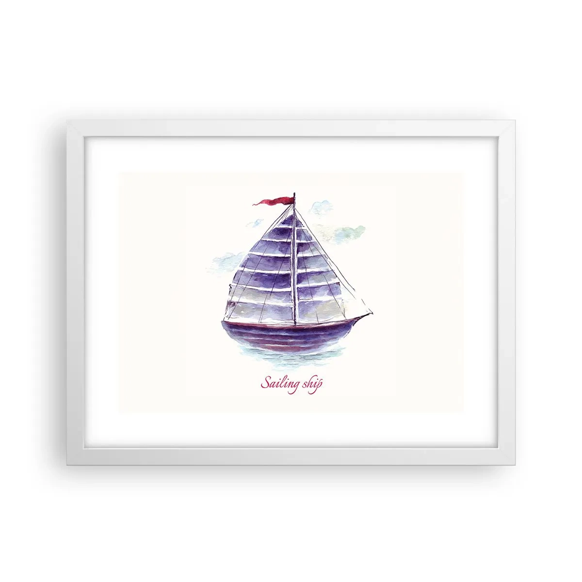 Poster in white frmae - Full Sails And Calm Waters - 40x30 cm