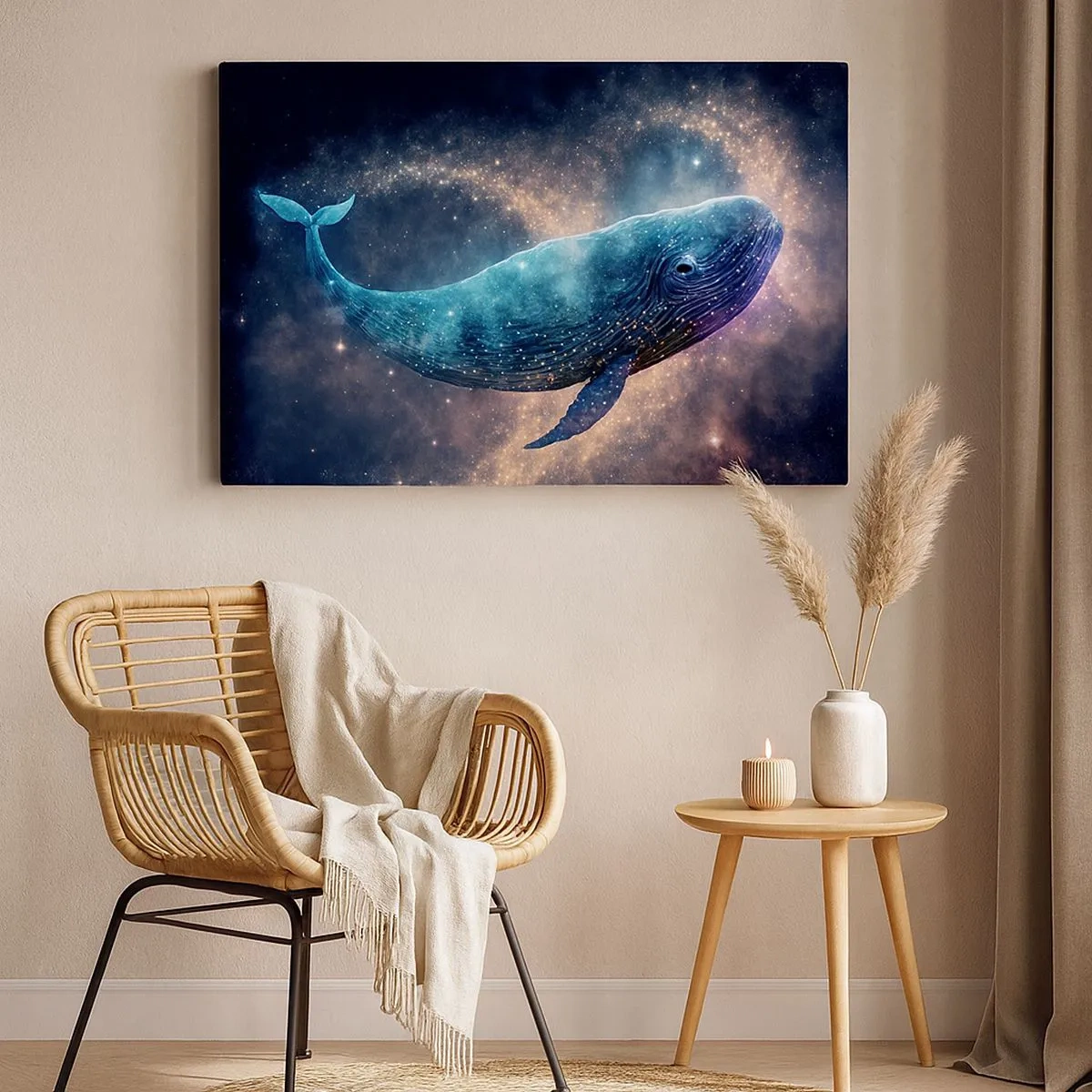 Canvas picture - A space whale with a galaxy in the background - 70x50cm - Such World Exists... - Modern wall decoration for the living room and bedroom ARTTOR